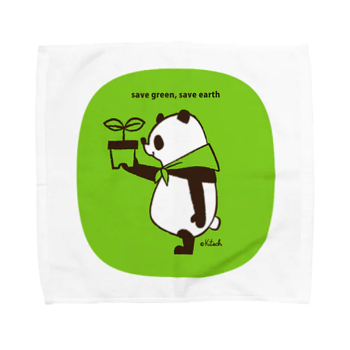 save green,save earth panda タオルハンカチ