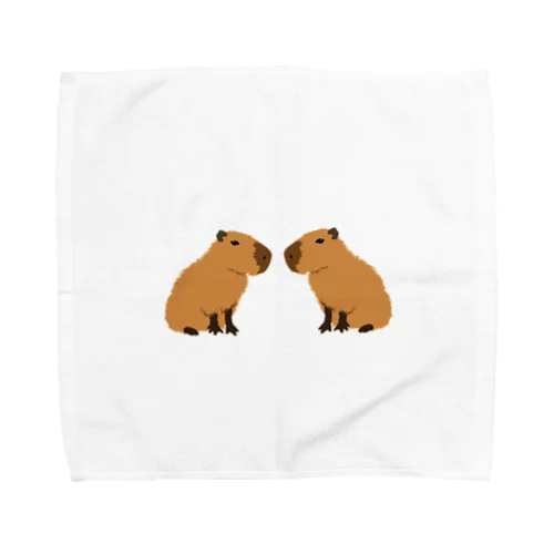 向き合うカピバラ Towel Handkerchief