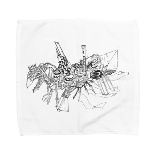 サイバーパンク風機械カラス Towel Handkerchief