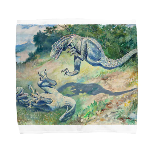 戦う二匹のドリプトサウルス Towel Handkerchief