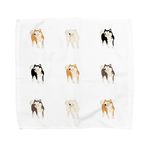 楽しそうな柴犬のタオルハンカチ Towel Handkerchief