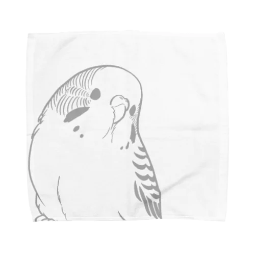 セキセイインコ(線画グレー) Towel Handkerchief