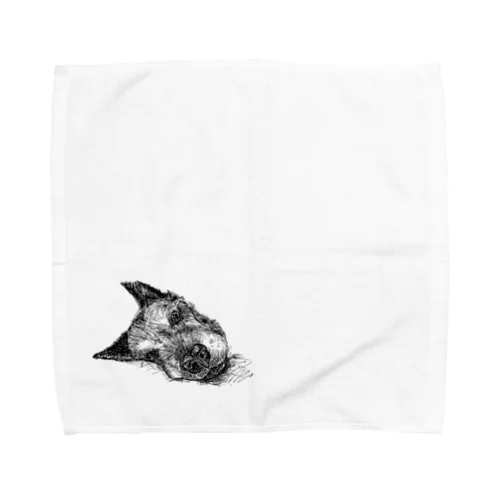 見つめる老犬 Towel Handkerchief