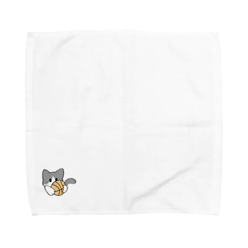 ねこ【灰/白】 Towel Handkerchief