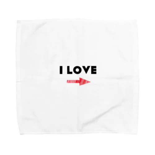 I LOVE →(文字黒) Towel Handkerchief