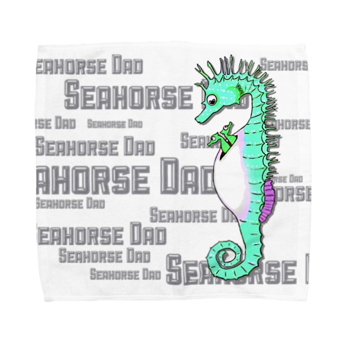 Seahorse Dad　グリーン Towel Handkerchief