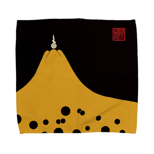 富士御神火文黒黄羅紗陣羽織柄 Towel Handkerchief