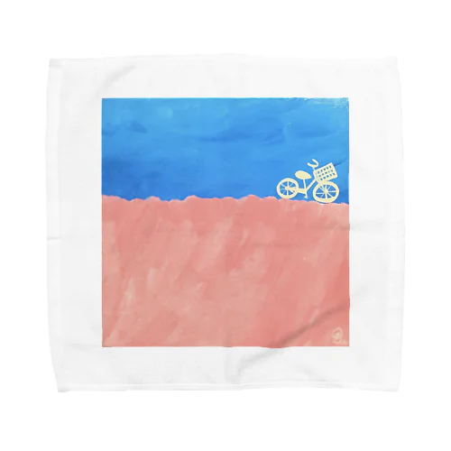 土手<自転車・ピンク> Towel Handkerchief