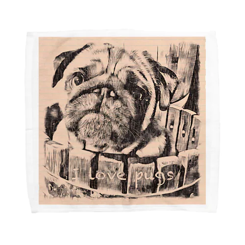 パグTYPE-A（I love pugs） Towel Handkerchief