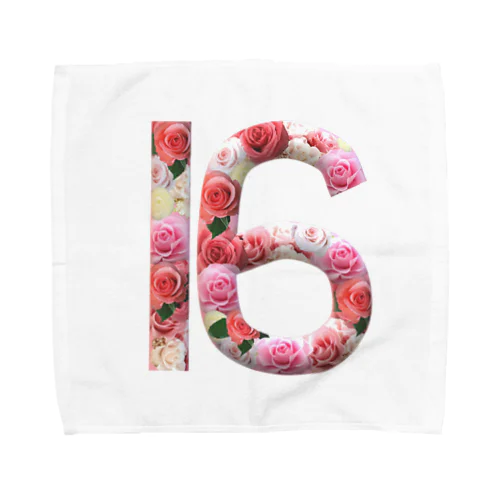 フラワー数字シリーズ「16」 Towel Handkerchief