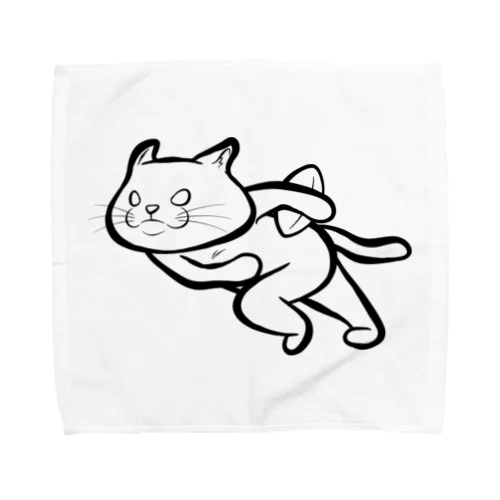 ラグビーネコ（突進） Towel Handkerchief