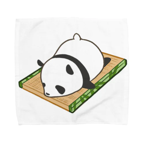 畳でゴロゴロを満喫するパンダ タオルハンカチ