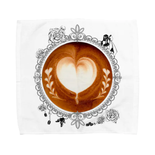 【Lady's sweet coffee】ラテアート メッセージハート / With accessories Towel Handkerchief