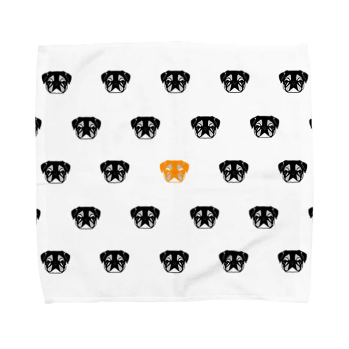 黒パグ_ドットパターンver. Towel Handkerchief