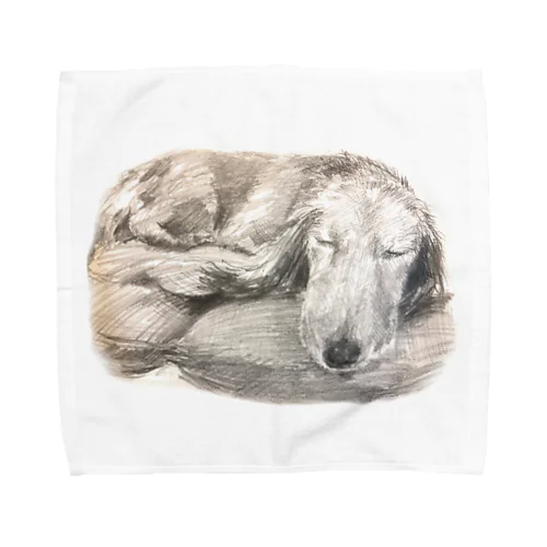 丸まった犬 Towel Handkerchief