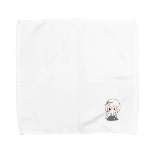 三つ編みの女の子(黒色) Towel Handkerchief