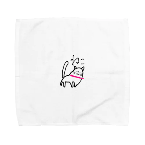 左肩でアタックする猫 Towel Handkerchief