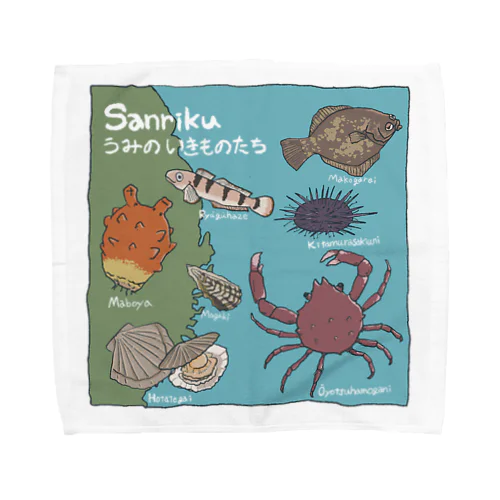 Sanrikuうみのいきもの Towel Handkerchief