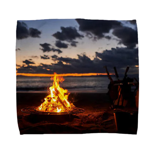 Warm fire and calm sea Towel Handkerchief