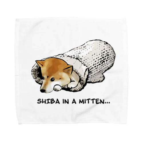 ミトンに入った柴犬  Towel Handkerchief