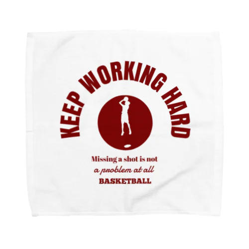 KEEP WORKING HARD カレッジロゴ赤系 Towel Handkerchief
