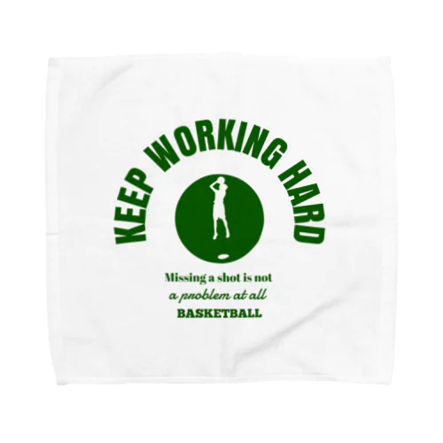 KEEP WORKING HARD カレッジロゴ緑系 Towel Handkerchief