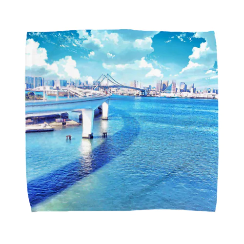 東京の景色(レインボーブリッジ) Towel Handkerchief