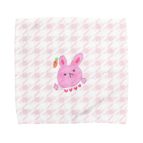 不機嫌なウサギ  千鳥柄ピンク Towel Handkerchief