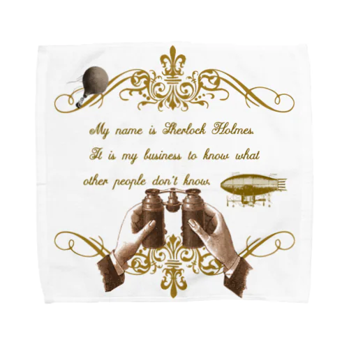 『シャーロック・ホームズ "My name is Sherlock Holmes." 』アンティーク風  Towel Handkerchief