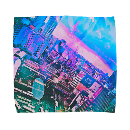 Cyber Neon Tokyo Towel Handkerchief