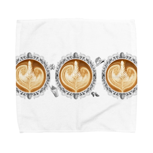 【Lady's sweet coffee】ラテアート エレガンスリーフ  / With accessories ～2杯目～ Towel Handkerchief