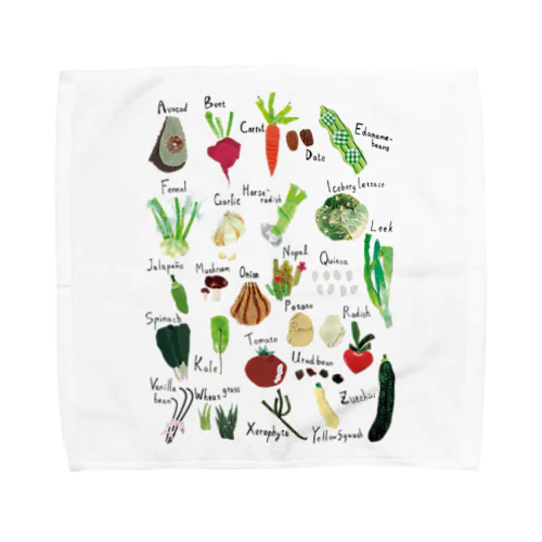 野菜でAtoZ Towel Handkerchief