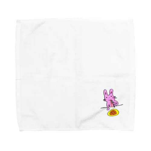 お絵描き「パスタ食べるウサギ」 Towel Handkerchief