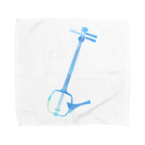 三味線ワンポイント柄（青） Towel Handkerchief