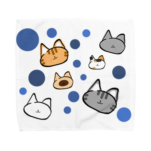 ねこグッズ(ドットブルー) Towel Handkerchief