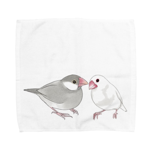 幸せ文鳥ちゃん【まめるりはことり】 Towel Handkerchief