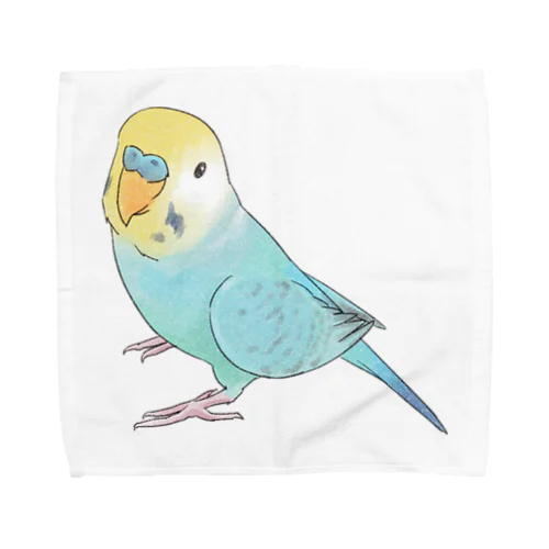 見上げるセキセイインコちゃん【まめるりはことり】 Towel Handkerchief