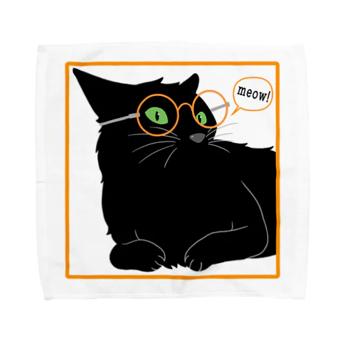 メガネ黒猫 Towel Handkerchief