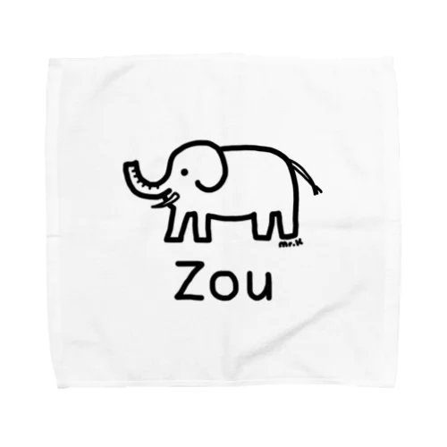 Zou (ゾウ) 黒デザイン Towel Handkerchief