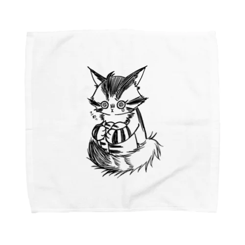 ひざをかかえるねこ Towel Handkerchief