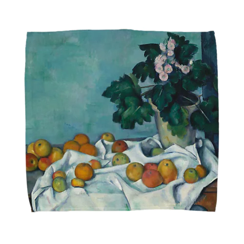 ポール・セザンヌ　/　リンゴとプリムローズのポットのある静物　Still Life with Apples and a Pot of Primroses ca. 1890 Towel Handkerchief