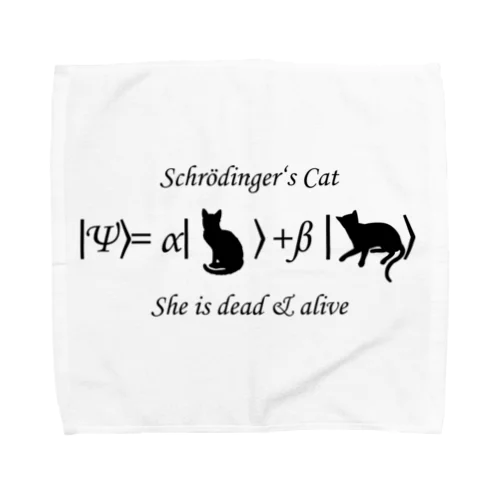 シュレーディンガーの猫（黒字） Towel Handkerchief