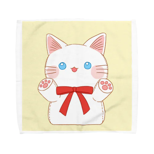 しろねこぬいぐるみ(きいろ) Towel Handkerchief