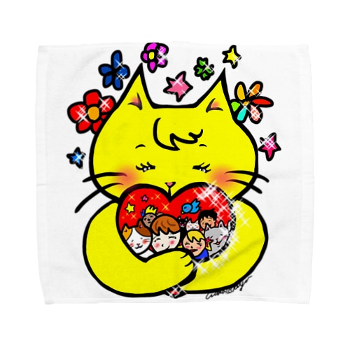 抱きしめるニャンコ Towel Handkerchief