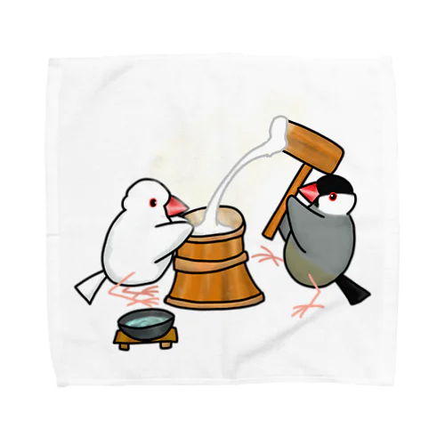 餅つき文鳥ず Towel Handkerchief