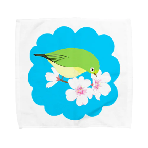 桜とメジロさん Towel Handkerchief