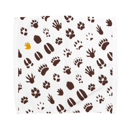 日本の足跡・哺乳類編（ブラウン） Towel Handkerchief