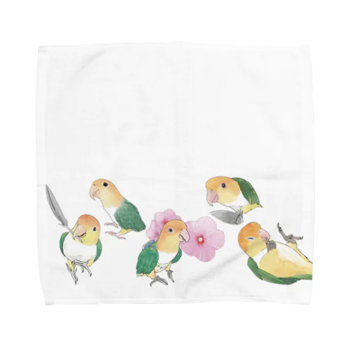 あつまれシロハラインコちゃん【まめるりはことり】 Towel Handkerchief