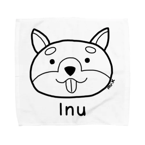 Inu (犬) 黒デザイン タオルハンカチ