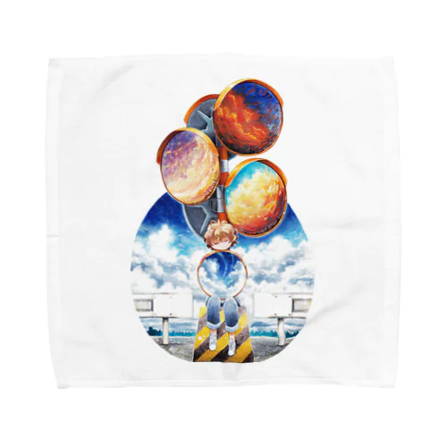 カーブミラーと夏雲の空の回憶 Towel Handkerchief